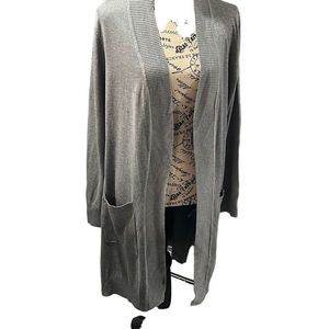 BYdesign Women's Gray Open Front LS Missy 2 Pocket Long Cardigan Size XL